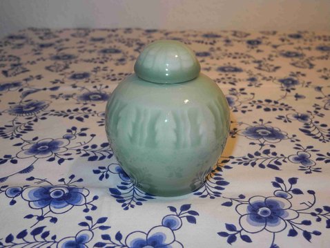 Lidded green Vase