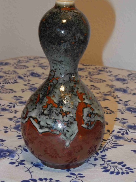 Red and Gray  Glaze Vase